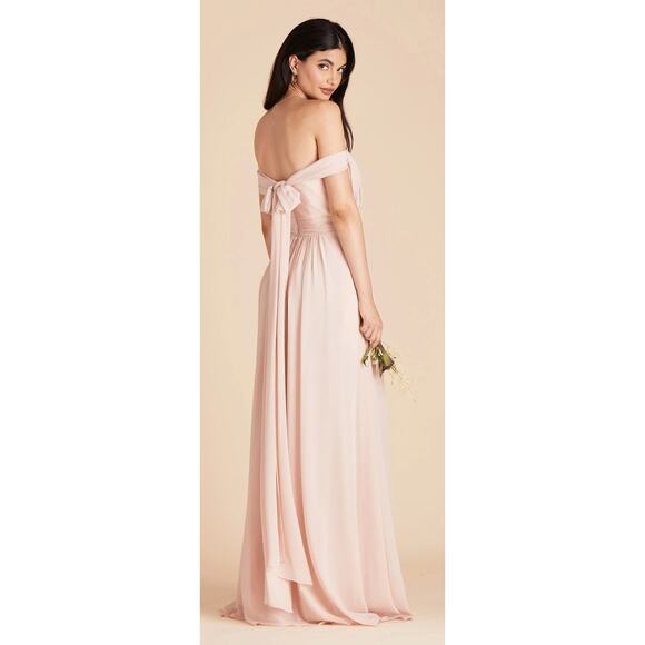 Birdy Grey Grace Convertible Dress Chiffon Womens XS Pale Blush Bridesmaid  New